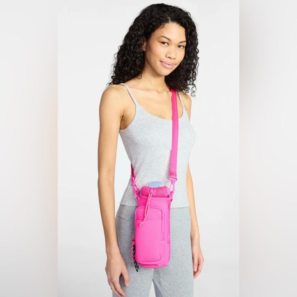 NWT No Boundaries Hot Pink Neoprene Tumbler Holder Crossbody Bag - Picture 4 of 12